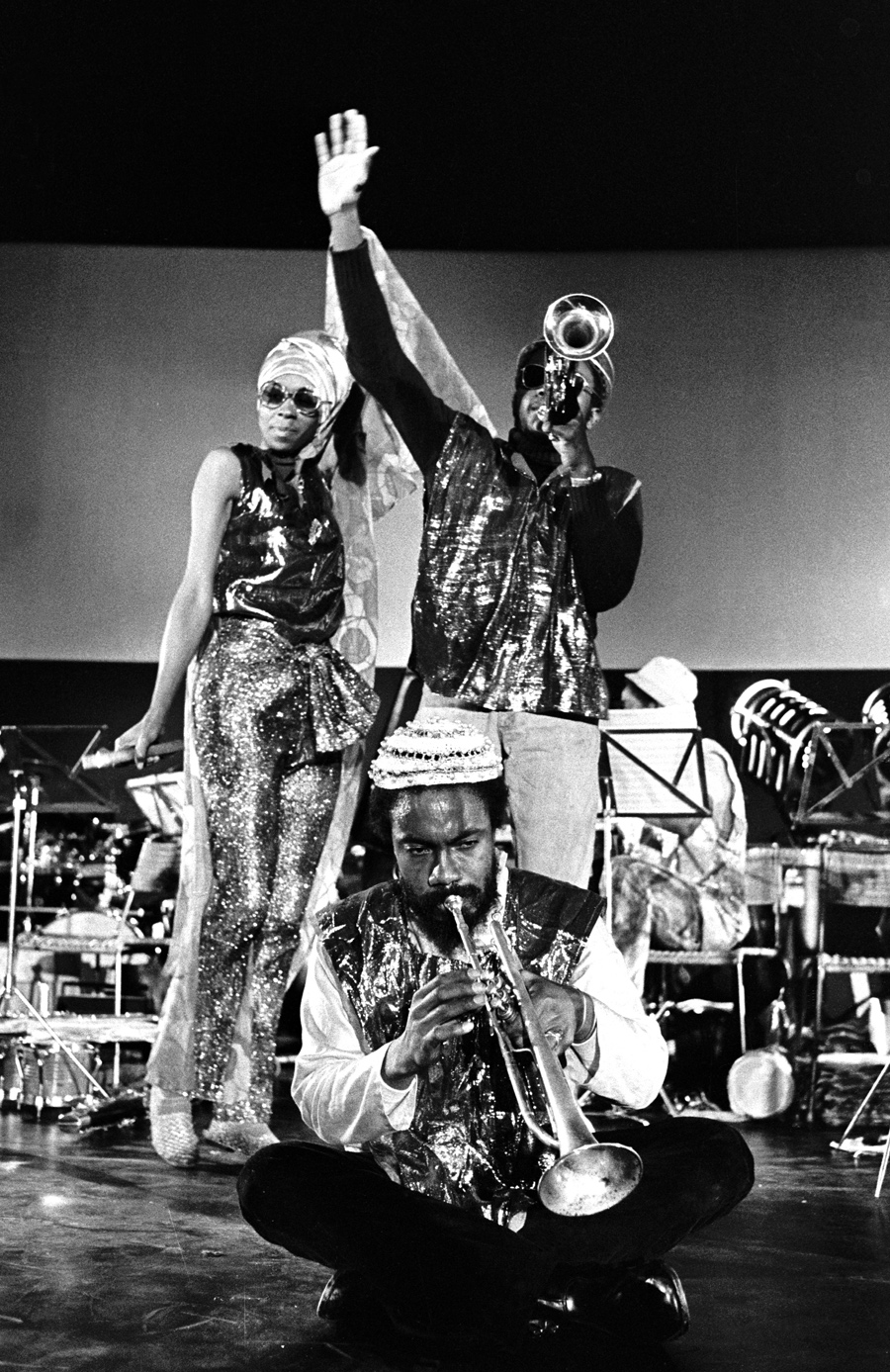 Sun Ra Arkestra, Berliner Jazztage,Berlin,Germany november 1971.Here dancer Ife Toyo,Kwame Hadi & Akh Tal Ebah.
